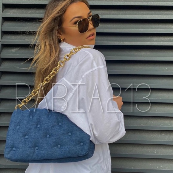 LAST 1!🔥ZARA QUILTED DENIM CHAIN STRAP CROSSBODY - Picture 13 of 16